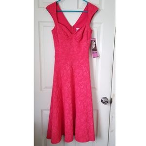 NWT Bettie Page Magenta Pink Pinup Dress
